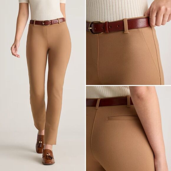 Quince Ultra-Stretch Ponte Straight Leg Pants in Roasted Pecan Size M - Picture 4 of 7